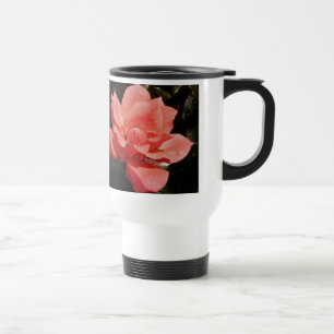 Pretty Peach Pink Rose floral Travel Mug