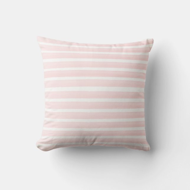 Pretty Peach Pink Striped Coastal Cushion (Front)