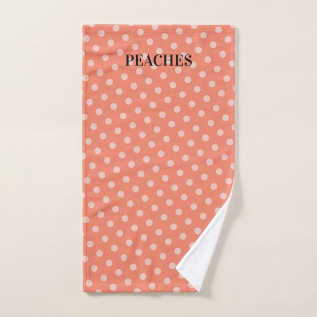 Pretty Peach Polka Dot Pet Dog Drying Towel (Hand Towel)