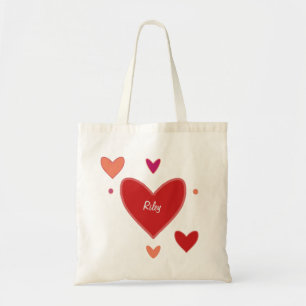 Pretty Peach & Red Large Heart Valentine’s Day Tote Bag
