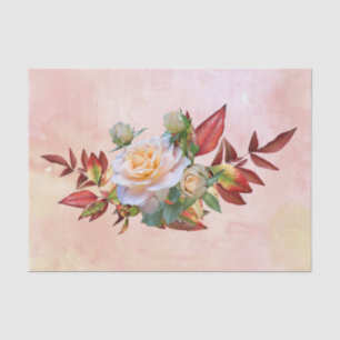 Pretty Peach Roses Autumn Floral Tissue Paper