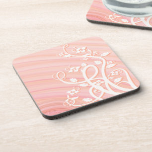 Pretty Peach Spirals, Vines, and Flowers Coaster