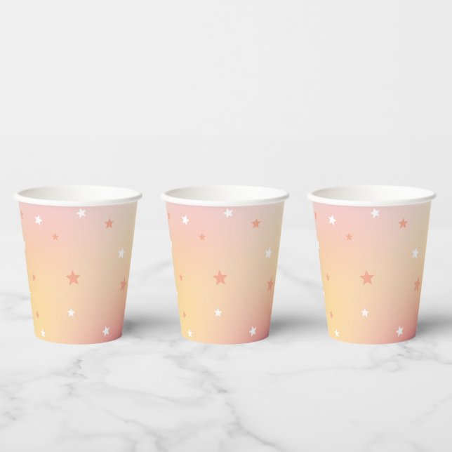 Pretty Peach Stars Cowgirl Glam Bridal Shower Paper Cups (Multi)