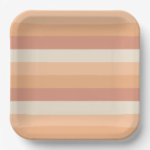 Pretty Peach Stripes Paper Plate