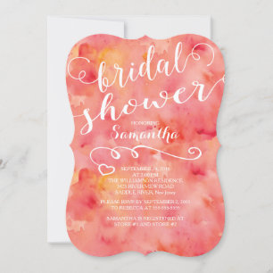 Pretty Peach Watercolor Bridal Shower Invitation