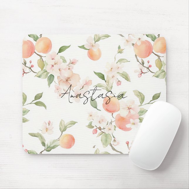 Pretty Peaches Floral Mouse Mat (With Mouse)