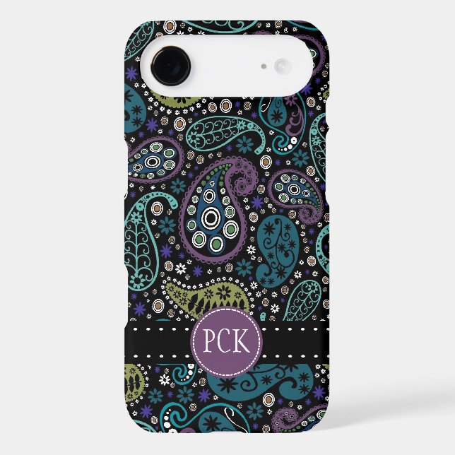 Pretty Peacock Colours Paisley Pattern Case-Mate iPhone Case (Back)