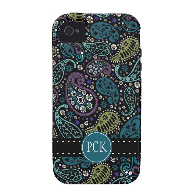 Pretty Peacock Colours Paisley Pattern Case-Mate iPhone Case (Back)