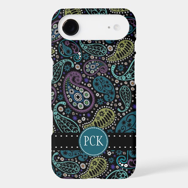 Pretty Peacock Colours Paisley Pattern Case-Mate iPhone Case (Back)
