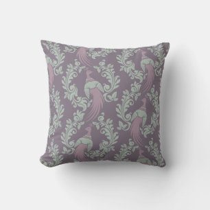 Pretty Peacock Damask Pattern Cushion