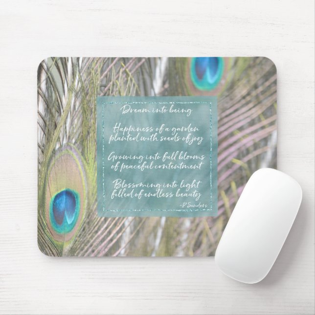 Pretty Peacock Feathers Dream Poem   Mouse Mat (With Mouse)