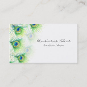 Pretty Peacock Feathers over White Business Card