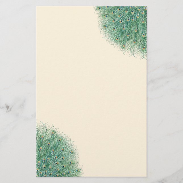 Pretty Peacock Feathers Stationery (Front)