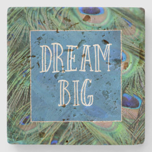 Pretty Peacock Feathers Stone Coaster