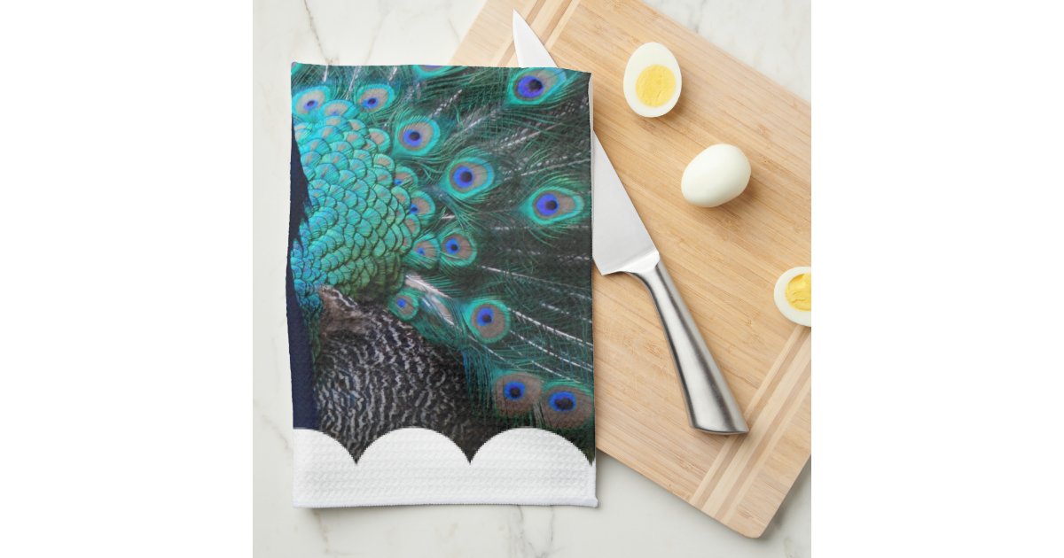 Pretty Peacock Kitchen Towel Zazzle.co.uk