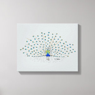 Pretty Peacock Painting Decorative Wrapped Canvas