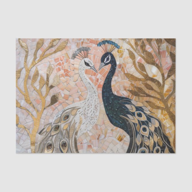 Pretty Peacock Pink Gold Glam  Tissue Paper (Front)