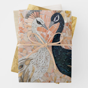 Pretty Peacock Pink Gold Glam  Wrapping Paper Sheet