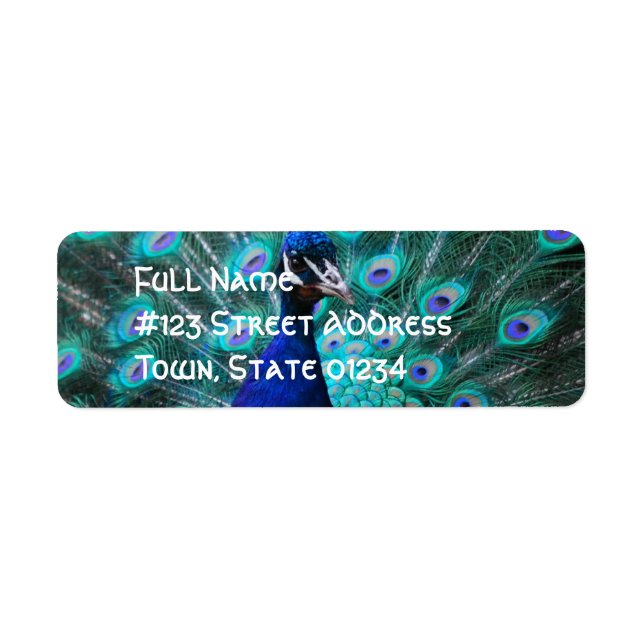 Pretty Peacock Return Address Mailing Label (Front)
