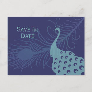 Pretty Peacock Save The Date Postcard