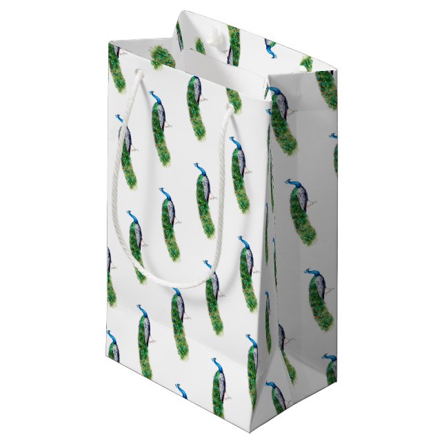 Pretty Peacock Small Gift Bag (Front Angled)
