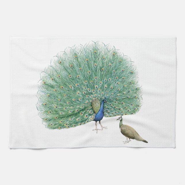 Pretty Peacock Tea Towel (Horizontal)