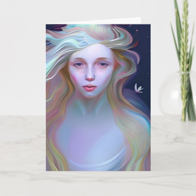 Pretty Pearlescent Woman Blank Card (Front)