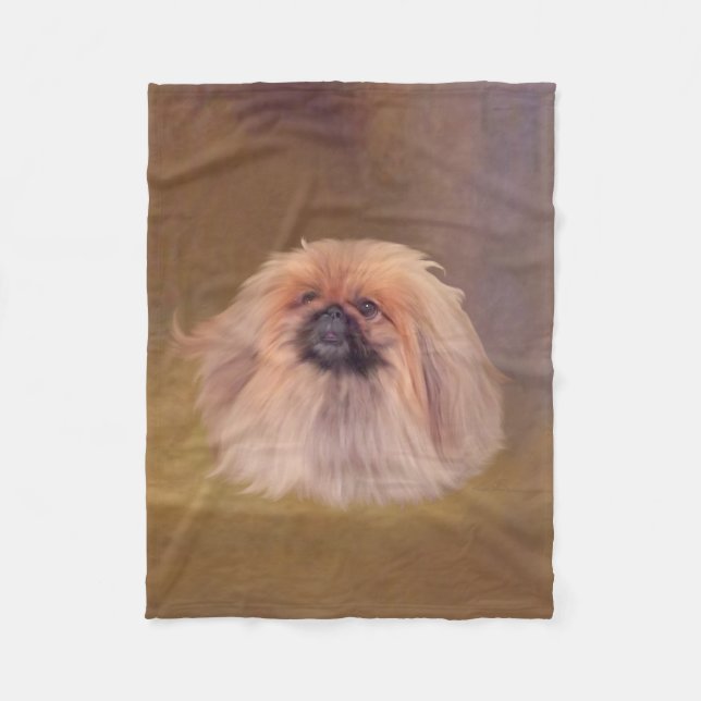 Pretty Pekingese Dog Fleece Blanket (Front)