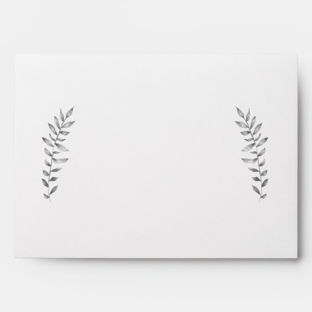 Pretty pencil drawn style leaves envelope (Front)