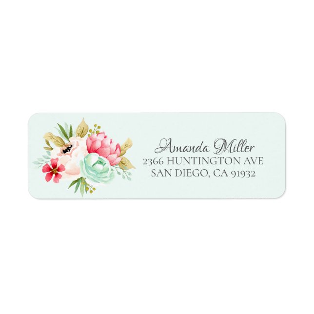 Pretty Peonies Baby Shower Floral Return address (Front)
