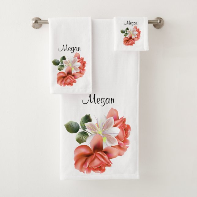 Pretty Peonies Floral Personal Bath Towel Set (Insitu)