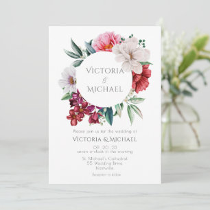Pretty Peonies Floral Watercolor Wedding Invitation