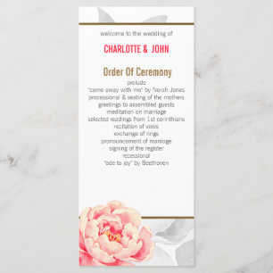 Pretty Peonies Modern Floral wedding programs Programme