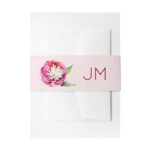 Pretty Peonies Monogram Floral Wedding Invitation Belly Band