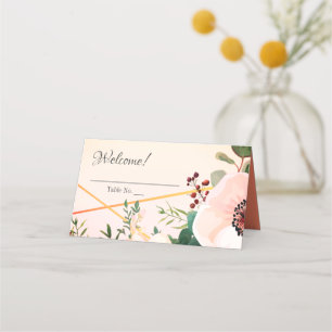 Pretty Peonies, Shades of Orange and Peach Wedding Place Card
