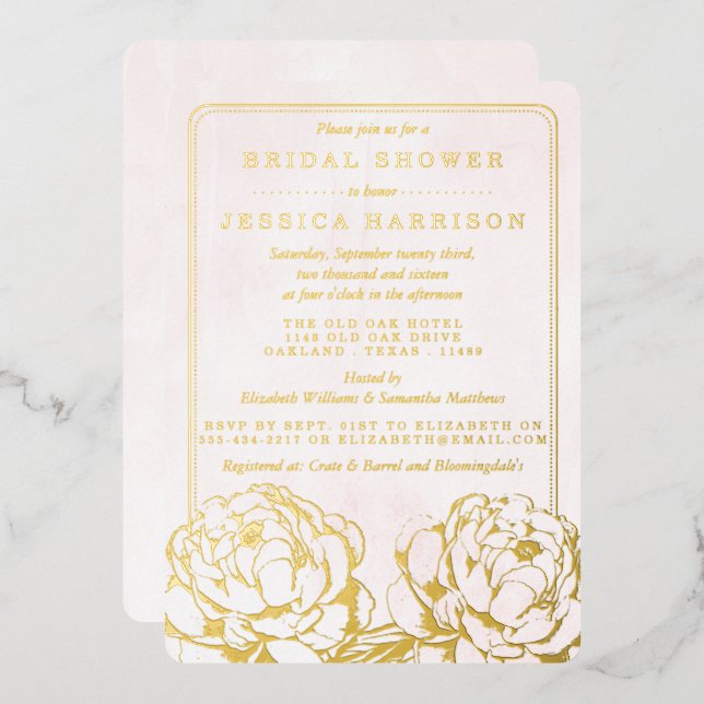 Pretty Peony Floral Bridal Shower Real (Front/Back)