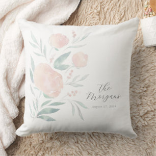 Pretty peony housewarming or newlywed gift cushion