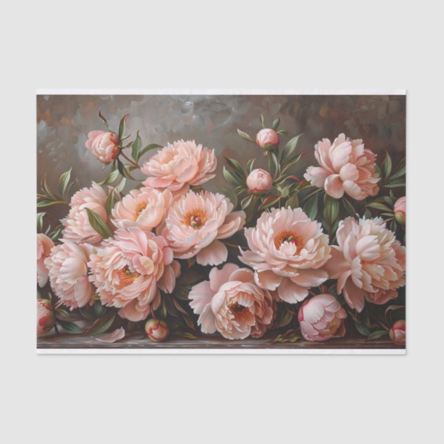 Pretty Peony Painting Blush Pink Decoupage Tissue Paper (Front)