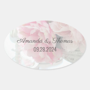 Pretty Peony Wedding Sticker
