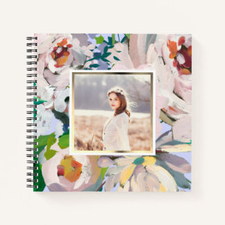 Pretty Periwinkle Blue Watercolor Floral Photo Notebook