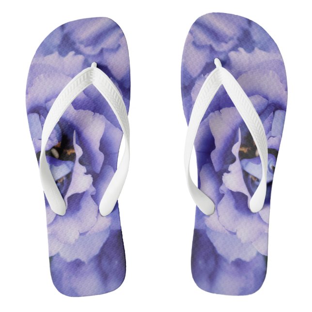 Pretty Periwinkle Flower Flip Flops (Footbed)