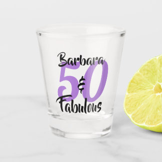 Pretty Personalised 50 and Fabulous Custom Pink Shot Glass