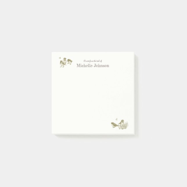 Pretty Personalised Adhesive Pad Birds Post-it Notes (Front)