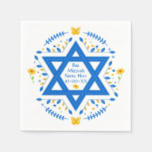 Pretty Personalised, Bat Mitzvah Napkins.