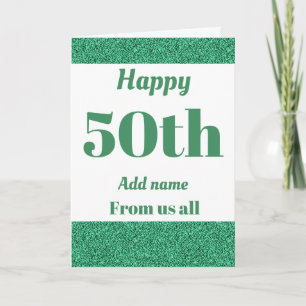 Pretty personalised birthday card from us all 50th