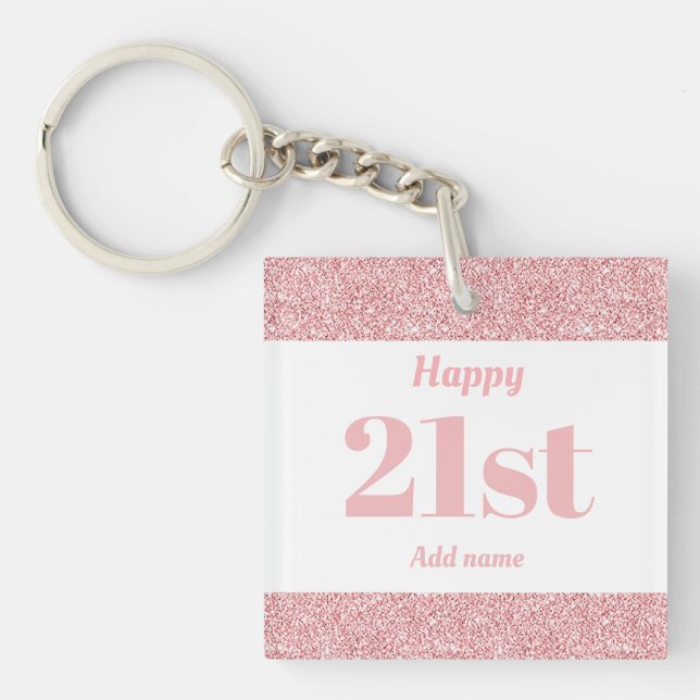 pretty personalised birthday gift keychain 21st (Front)