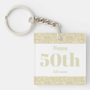 pretty personalised birthday gift keychain 50th