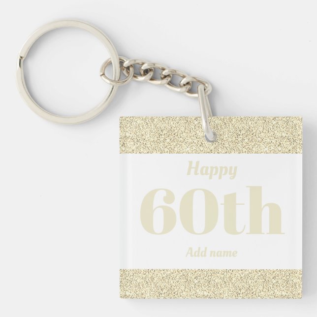 pretty personalised birthday gift keychain 60th (Front)