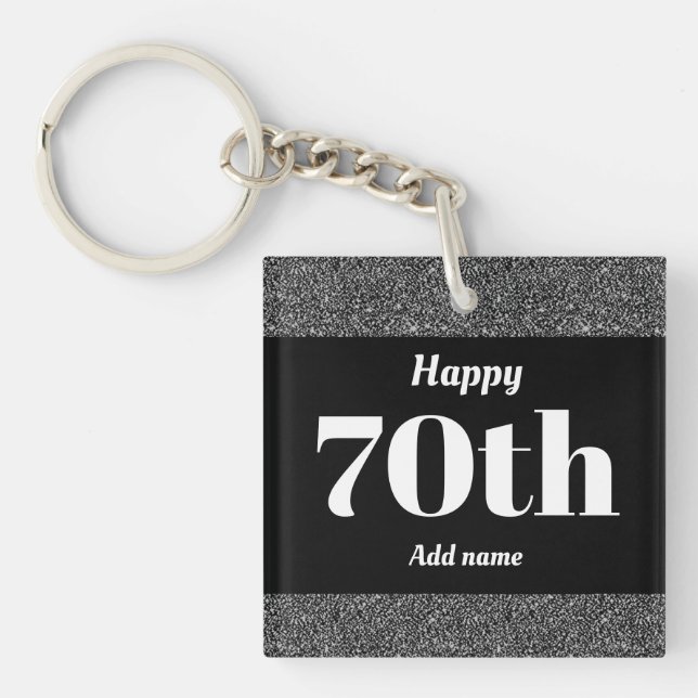 pretty personalised birthday gift keychain 70th (Front)