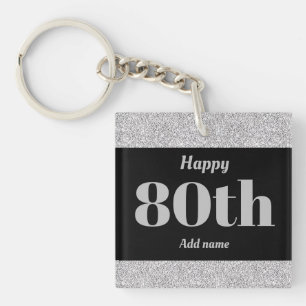 pretty personalised birthday gift keychain 80th